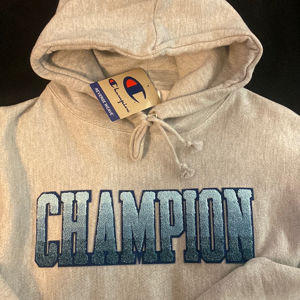 Men’s reverse stitching champion hoodie, brand new with tags. Size Large.